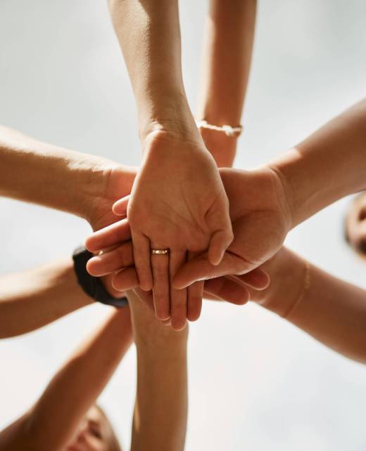 Below,,Hands,And,People,In,Circle,For,Support,,Synergy,And